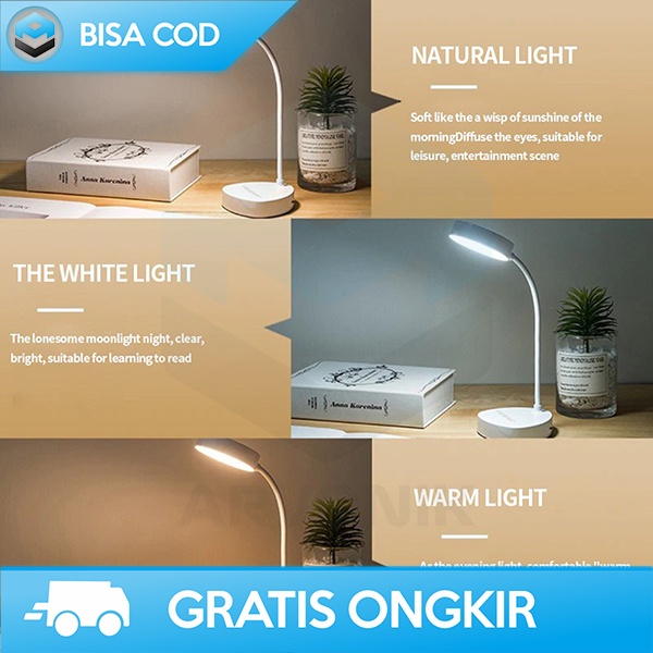 LAMPU BELAJAR LIPAT LAMPU MEJA FLEKSIBEL TOCH ANTI RADIASI WARM LIGHT