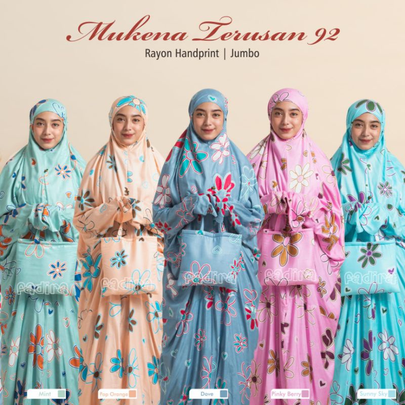 Mukena Terusan Rayon Handprint Premium Super Jumbo Dewasa Termurah