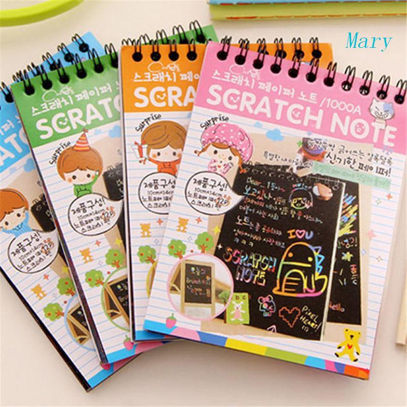 Mary Scratch Note Book Art Kerajinan Rainbow Scratch Sketch Notes Untuk Kreatif Magic Doodle Notebook Drawing Kit Anak-Anak Fa