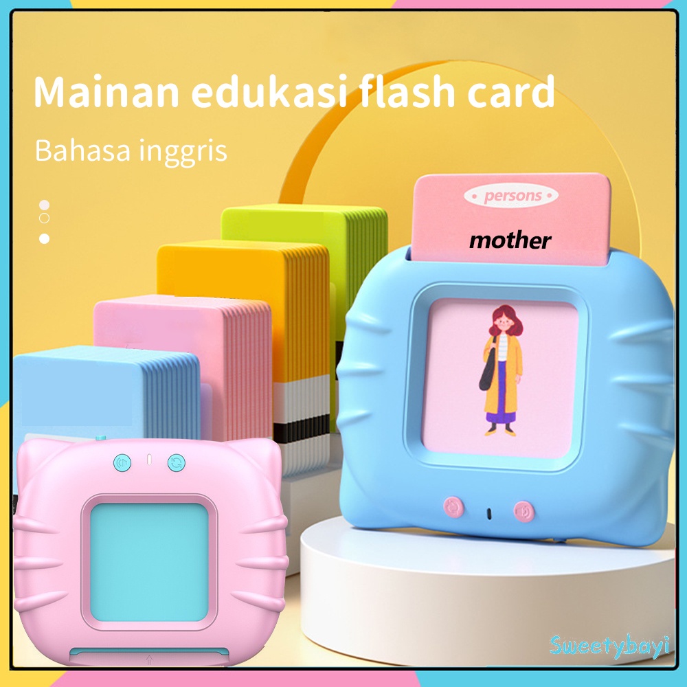 Sweetybayi Mainan edukasi kartu flash card bersuara inggris kartu audio flash card edukasi Alat bantu pengenalan kosakata bahasa Inggris