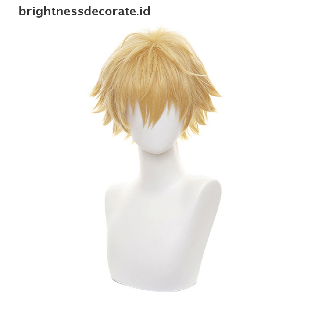 [Birth] Chain Man Denji Cosplay Kostum Wig Pria Anime Halloween Emas Rambut Pendek [ID]