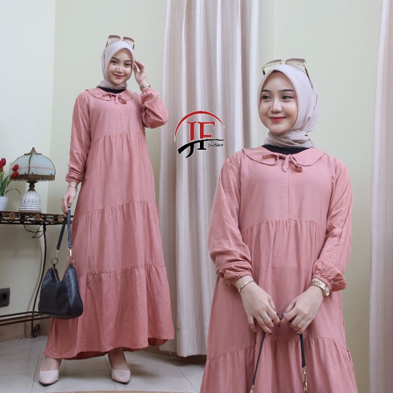 GAMIS NOORA JUMBO RAYON SUPER POLOS REMPEL SUSUN WANITA REMAJA POLOS