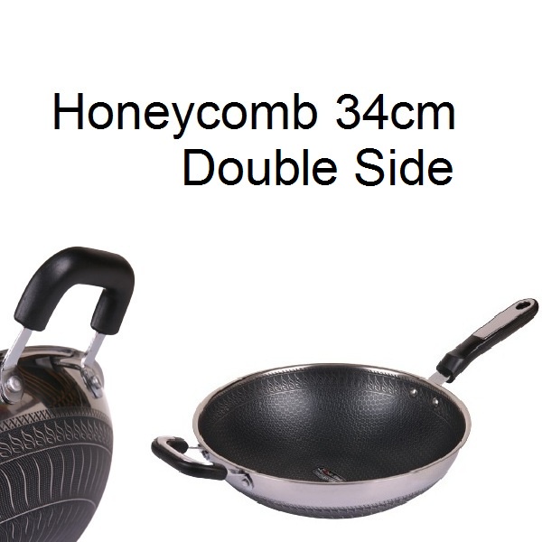 Honeycomb Wok Induksi Double Side 34cm /Wajan Wok Premium Sarang Tawon