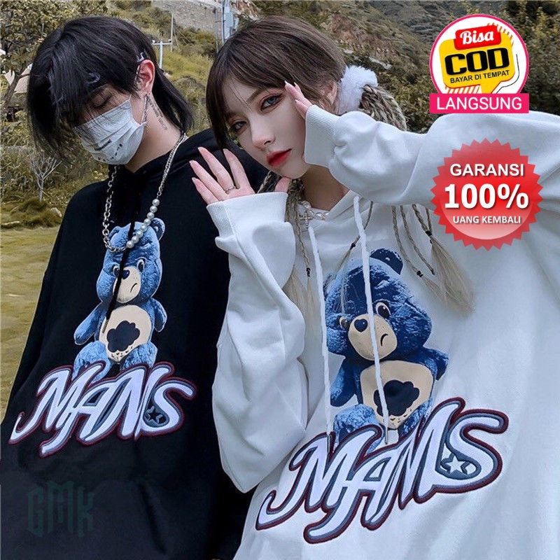 Promo Sweter Bertudung Jalan Goreng Beruang Pria dan Wanita Longgar Versi Korea Musim Gugur dan Musim Dingin Semua Cocok Jaket Pasangan Memakai Hoodie