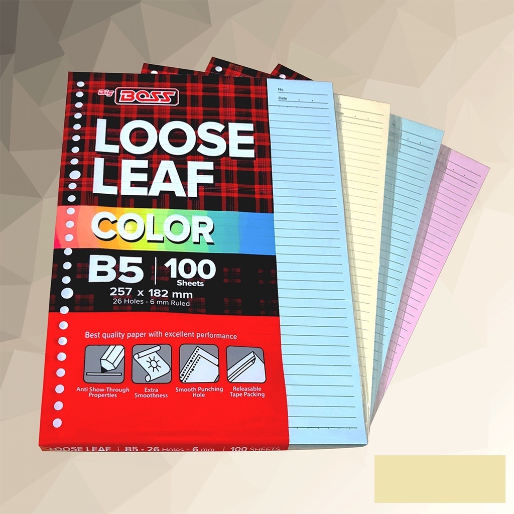 

Big Boss Loose Leaf B5 100 Lembar Rainbow Kertas Binder