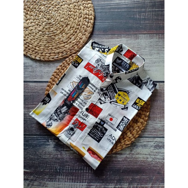 OBRAL JUAL RUGI ..!!! Kemeja Surfing Lengan Pendek Fullprint Pantai Motif Formal Kantor Premium