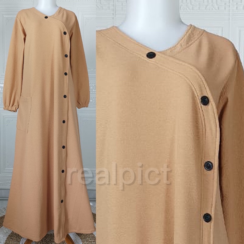 AM - ANZANA Maxy Gamis Wanita Muslim Lemon Skin Milano Melar-Mocca