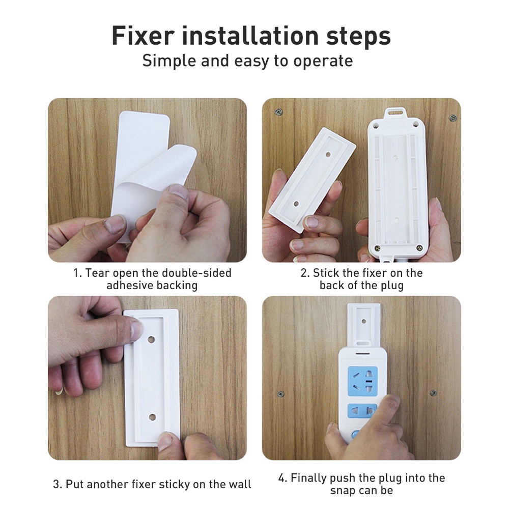 ღ Self-Adhesive Socket Fixer Kuku Gratis Plug Rak Pemegang Dinding Plug Stiker Sucker Tanpa Jejak Socket penyimpanan Rumah Organizer Kabel Rak
