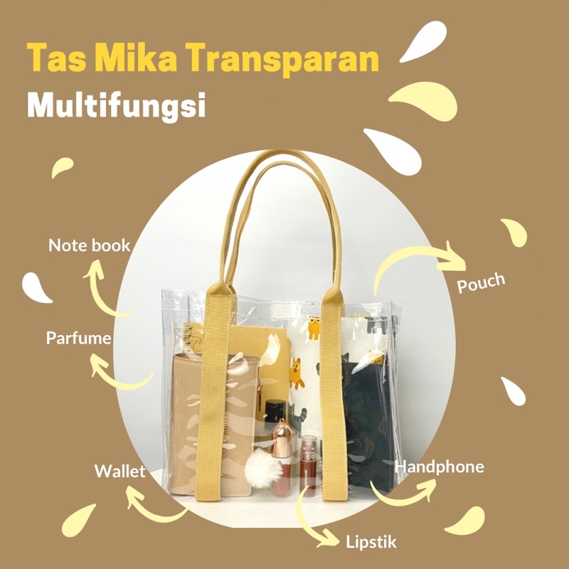 Tas Mika PVC Soft Transparan 020, Tas Mika PVC Polos Goodiebag Hampers Souvenir Ulang Tahun Transparant Bening Murah