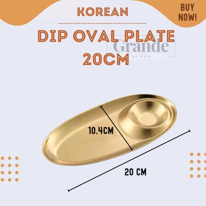 Oval Plate 20cm Korea Stainless Gold piring oval emas TEBAL