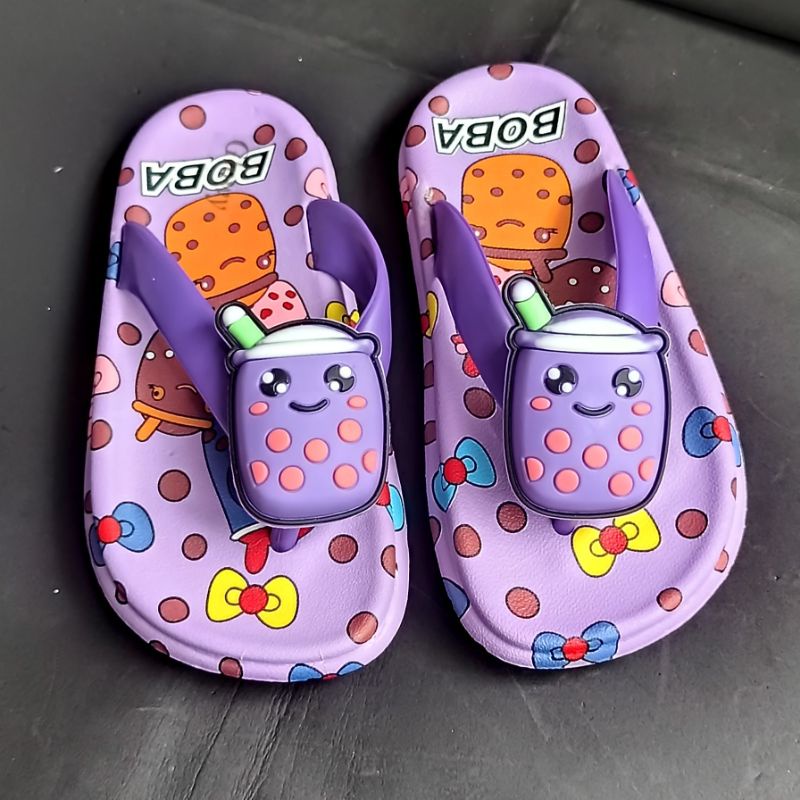 Sandal boba anak perempuan terbaru Sandal import trendy anak wanita Sendal boba lucu viral