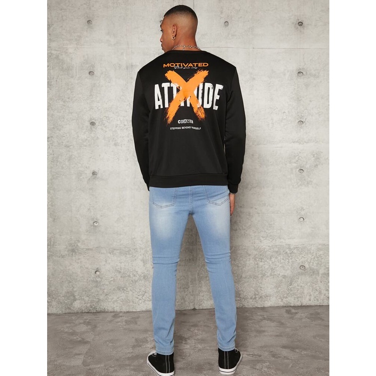 Sweatshirt Basic X ATTITUDE II Sweater Crewneck Print DTF II Size M - XL Anak &amp; Dewasa ( Pria &amp; Wanita )