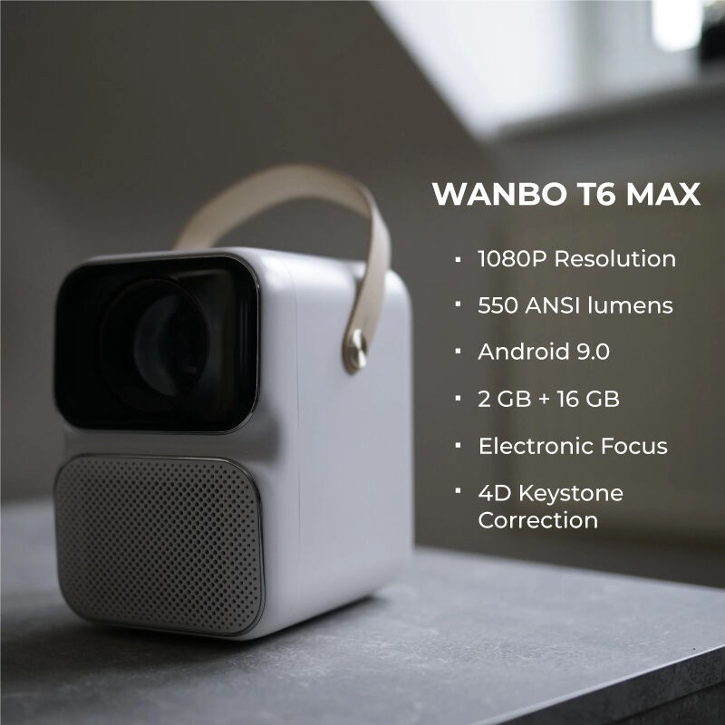 Wanbo T6 Max Smart Home Projector Android Support 4K Proyektor Wifi