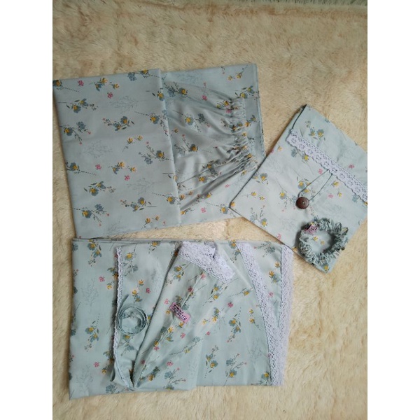 Mukena Katun Jepang Soft Blue