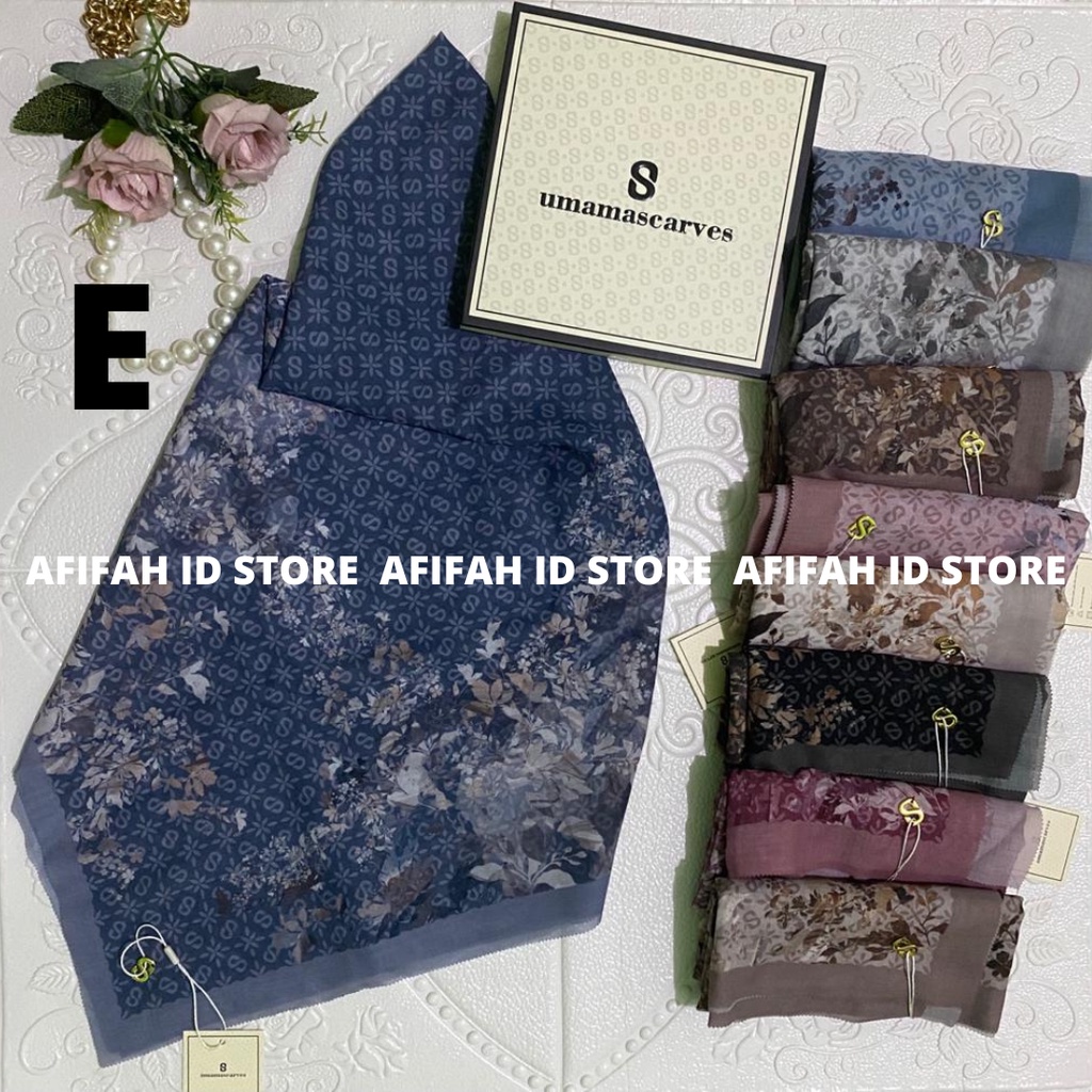 AFIFAH ID STORE Umama Scarves Jilbab Segiempat Motif Umama, Kerudung Voal Motif Digital Premium (Original)