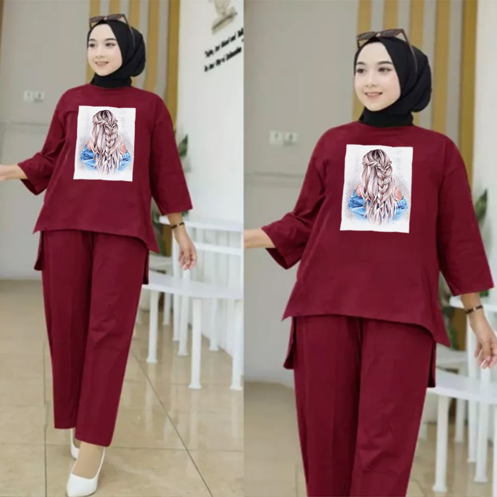 FF SETELAN TUNIK WANITA HIJAB COLABORATION BAHAN BABYTERY IMPORT 011