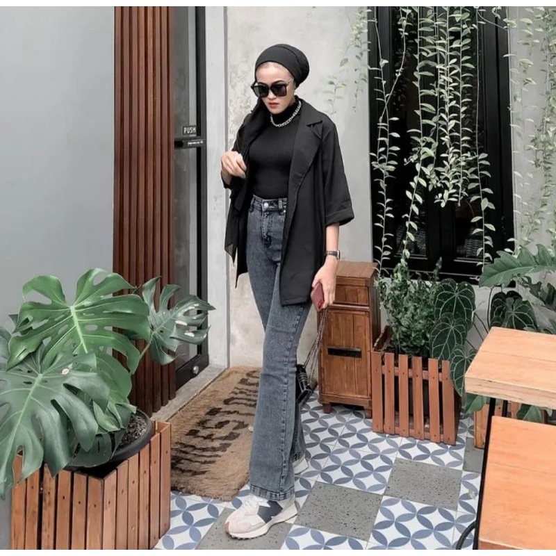 Celana Jeans Cutbray Highwaist Wanita Kekinian