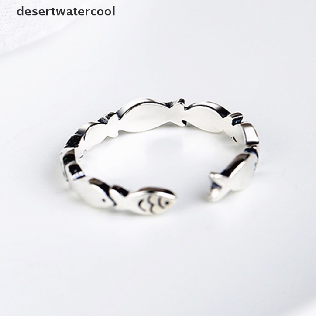 Deid Cincin Ikan Warna Perak Antik Cincin Jari Terbuka Perhiasan Pertunangan Cantik Martijn