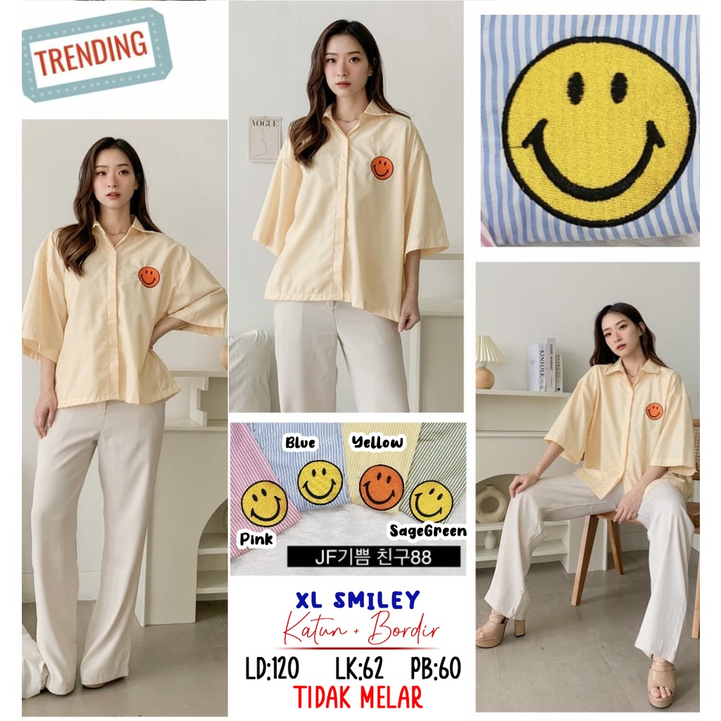 XL SMILEY XLARGE KEMEJA HEM BAJU WANITA BIGSIZE BIG SIZE JUMBO BESAR OVERSIZE OVERSIZED MURAH