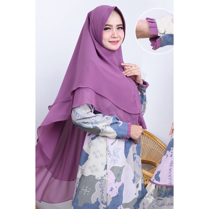 set hijab monalisa khimar ceruty motif maple