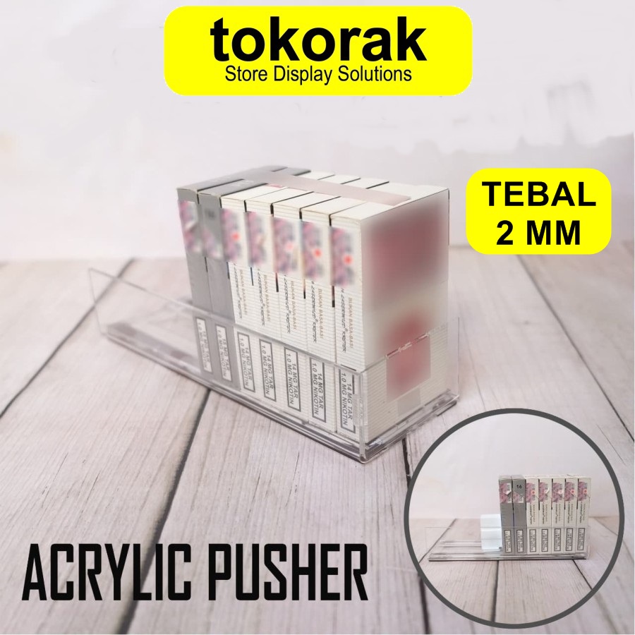 ACRYLIC KOTAK PUSHER MAGNET OTOMATIS TOKO MINIMARKET SUPERMARKET