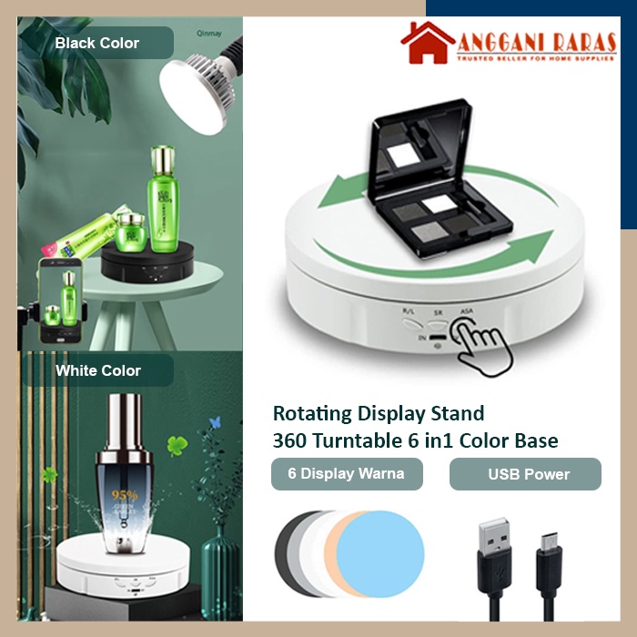 Display Otomatis Foto Produk Olshop Turntable Stand Alas Putar Fotografi dan Video USB Charge