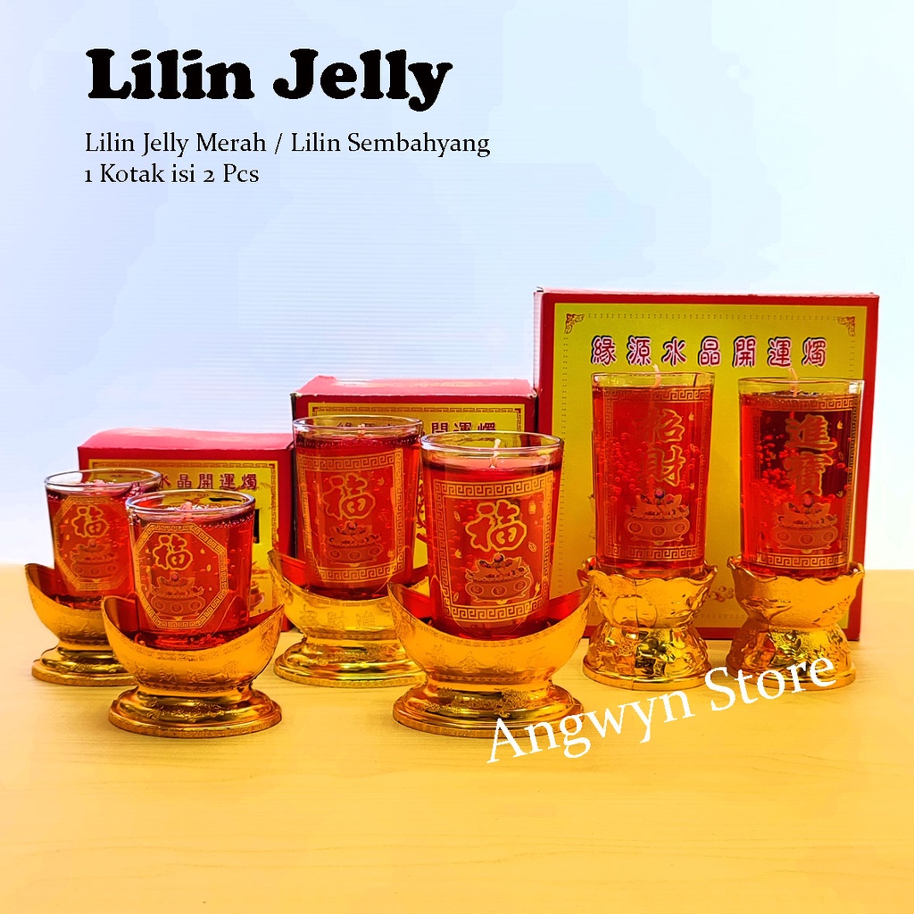 Lilin Jelly Merah 1# / Lilin Jelly Sembahyang / Lilin Jelly Gelas Kaca