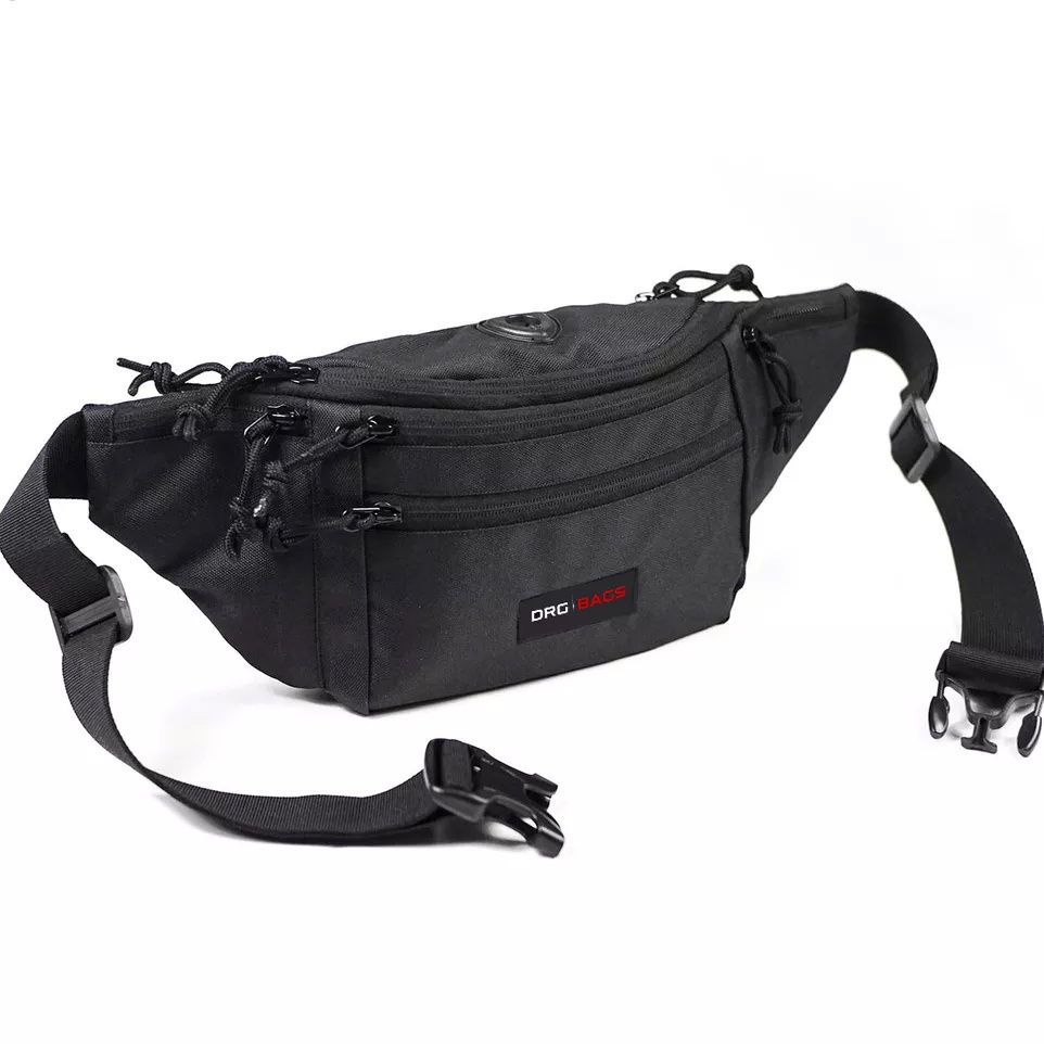 [BISA COD] Tas Selempang Pria DRG MAX Black Tas Slempang Wanita Pria Extra Organizer Waistbag UNISEX Trendy