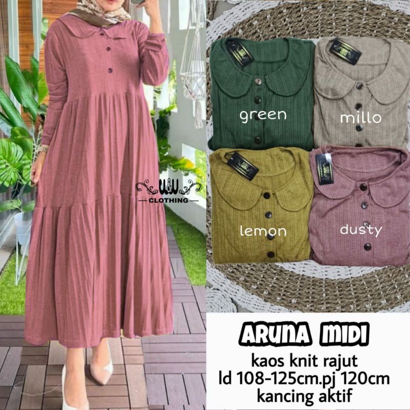 Baju Gamis Mewah Dewasa Import Aruna Jumbo Maxy Premium Wanita Perempuan Baju Muslim Gsmis Cewek Pes