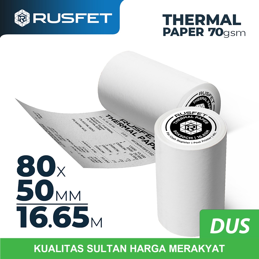 

Paper Thermal Struk Kasir Barcode Rusfet 80x50mm Dus
