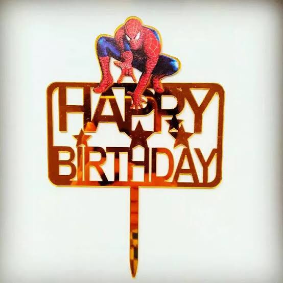 HIASAN KUE ULANG TAHUN ANAK COWOK BAHAN ACRYLIC / TOPPER CAKE HBD SPIDERMAN