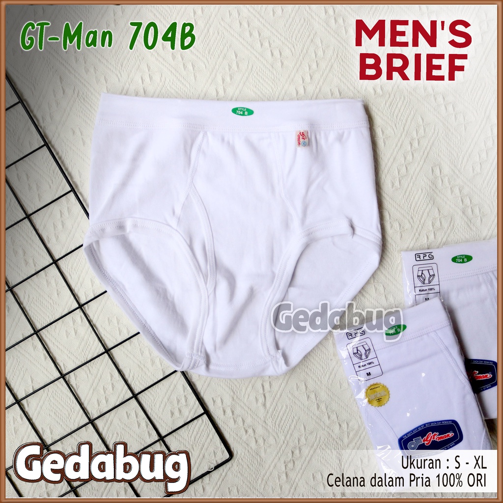 CD Pria GT-MAN 704B Putih | Celana dalam Pria dewasa karet Boxer Polos | Gedabug