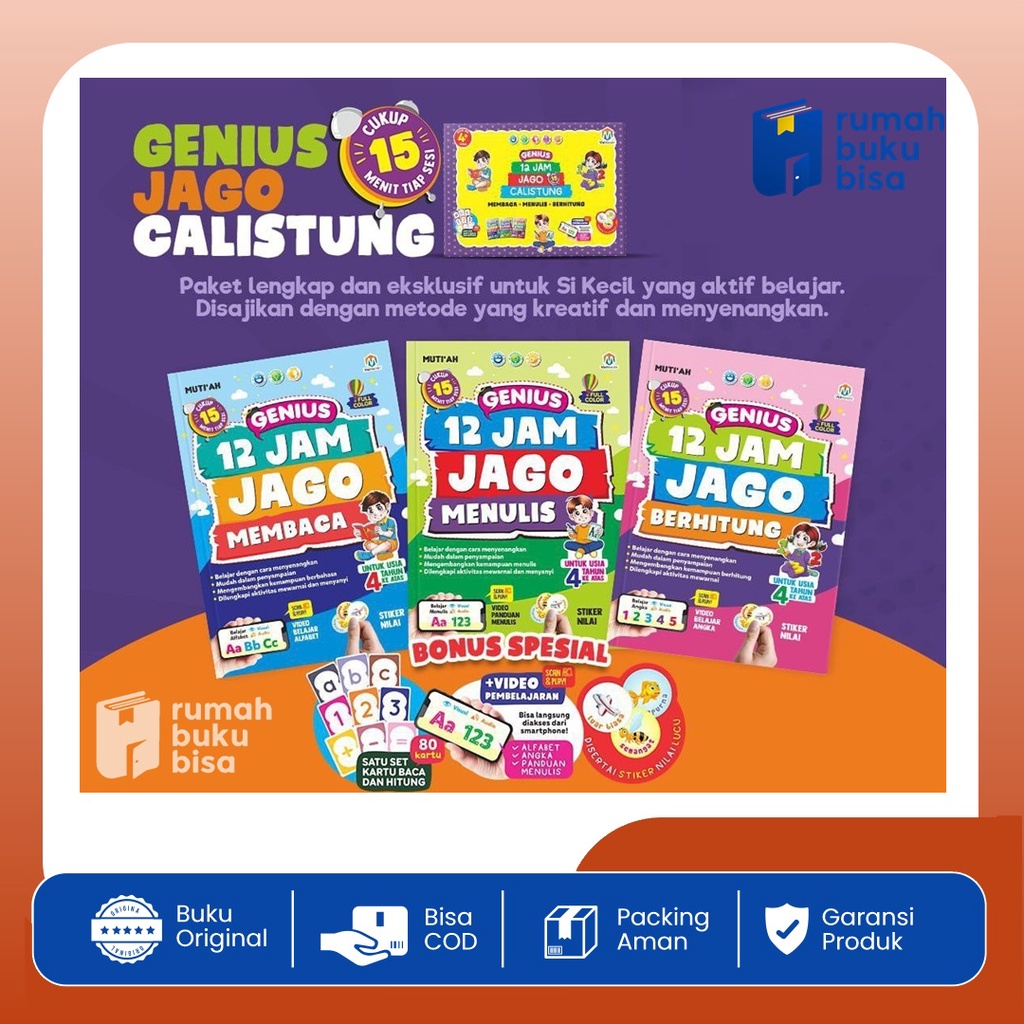 Genius 12 Jam Jago Calistung Buku Belajar Membaca
