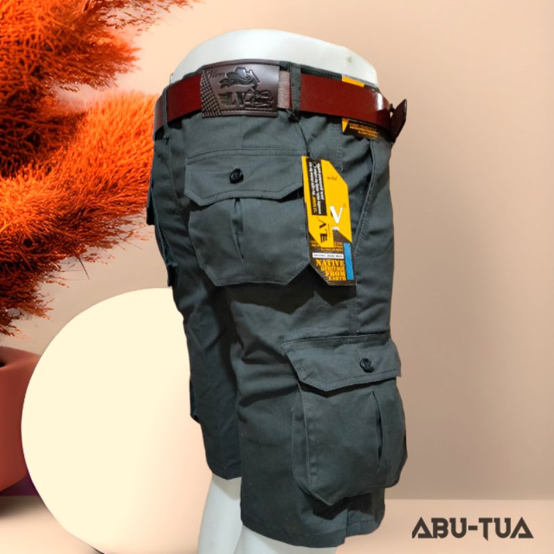 [TERLARIS] Celana Cargo Pendek Pria PDL Outdoor bahan Black Stretch Combed Premium Vocka