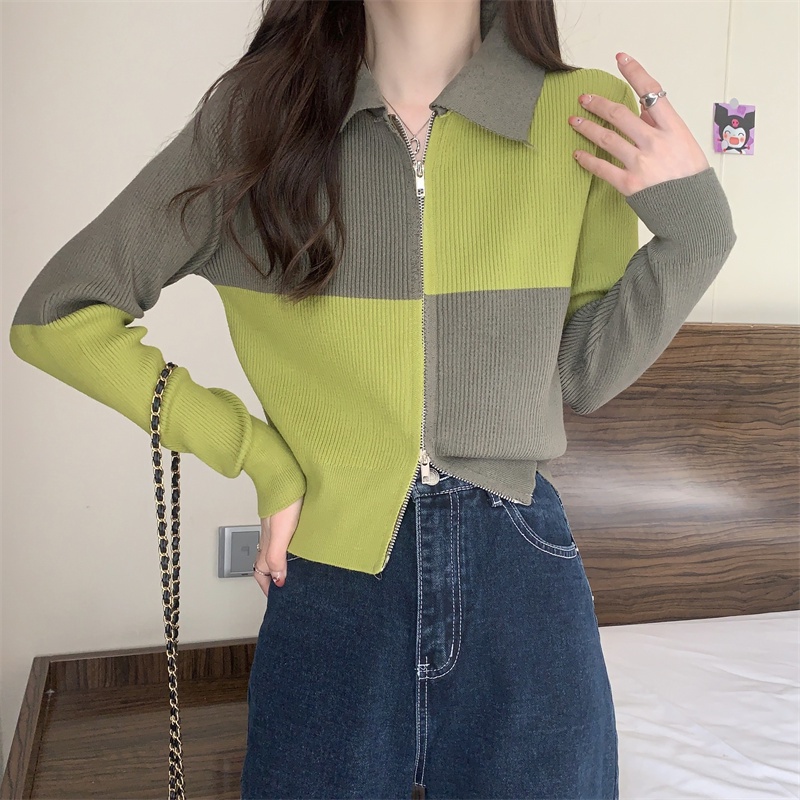 YIU YIU Rajut - Cardigan Rajut Crop Outer Korean Style Sweeter Crop Lengan Panjang