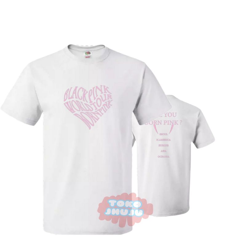 Kaos Lisa BP Bornpink World Tour Bangkok Bentuk Love + Sablon Belakang