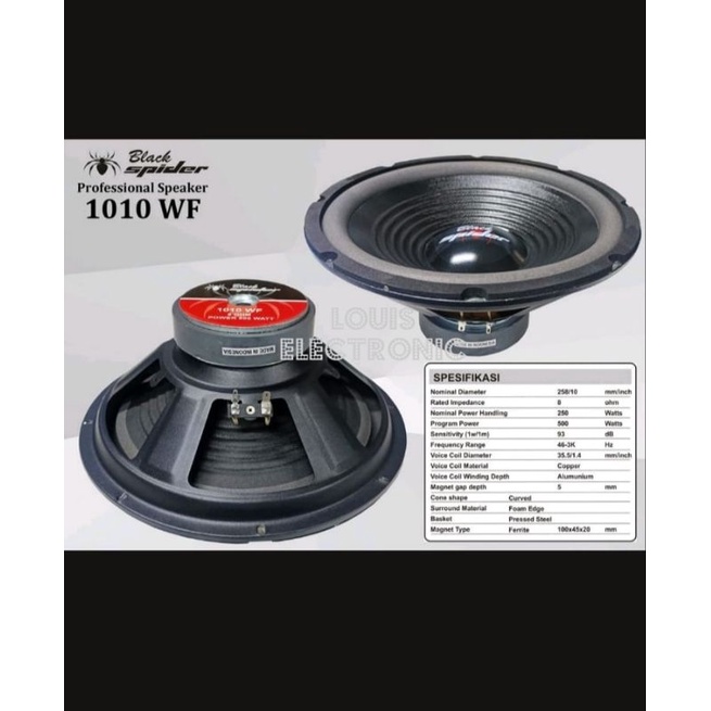 Speaker Komponen Black Spider 1010 WF 1010WF 10 Inch ORIGINAL