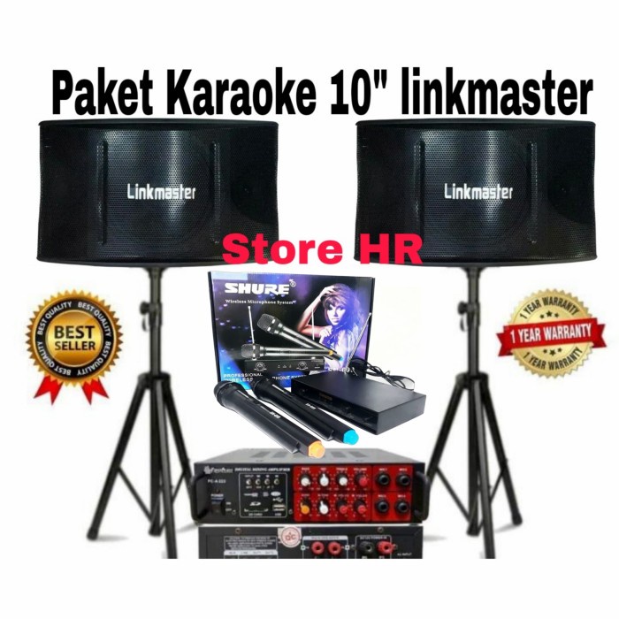 Paket Karaoke Linkmaster 10 Inch Mic Wireles Ampli Bluetooth Original #Original