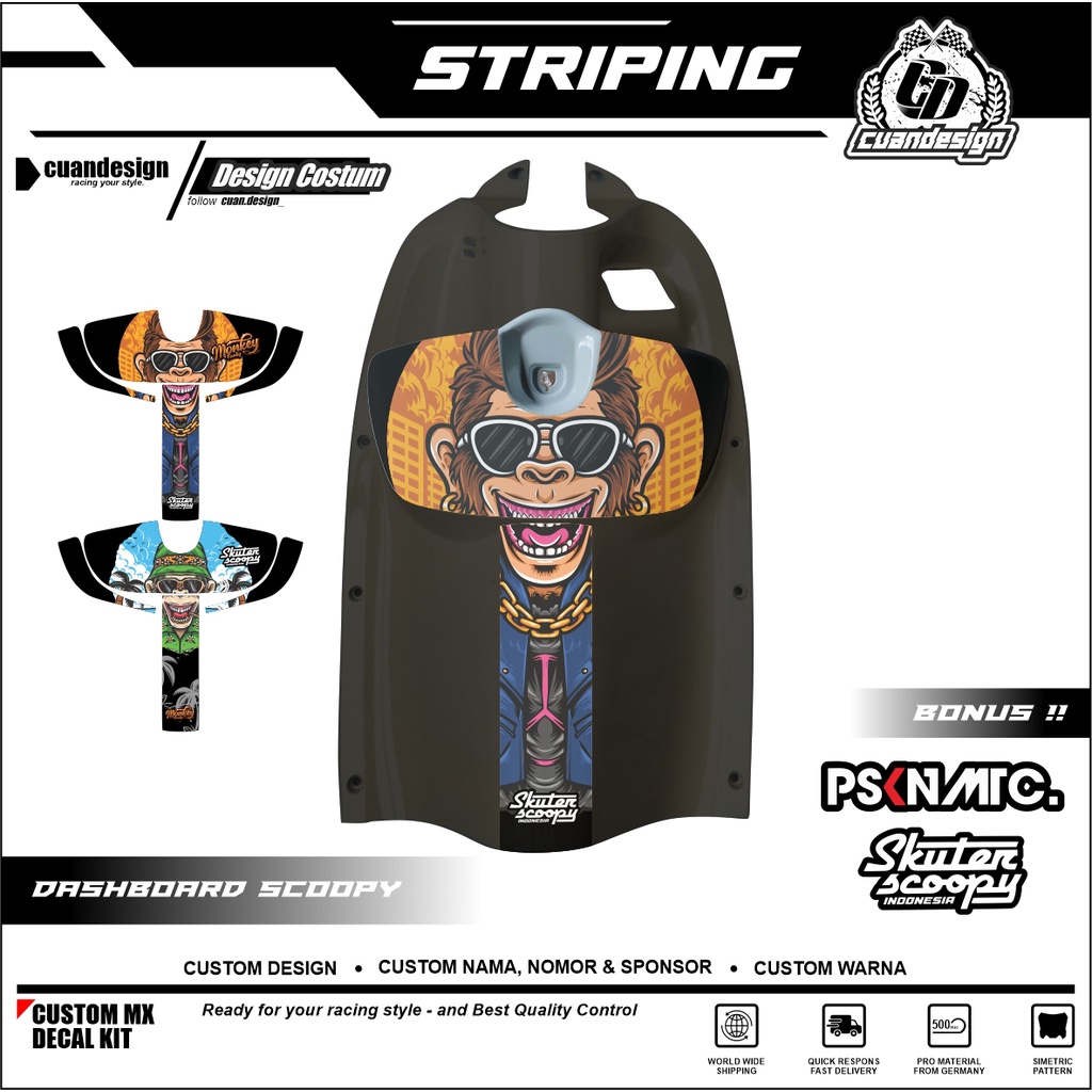 STIKER STRIPING PELINDUNG DASHBOARD / THANKPAD / DECKPAD MOTOR SCOOPY STICKER SCOOPY 2016