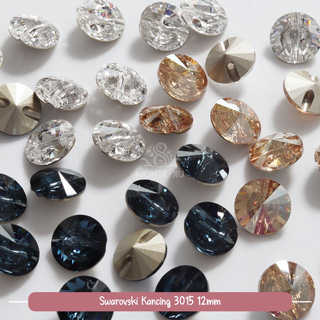 Kancing Kristal Swarovski 3015 12mm Original Kancing Permata Diamond Crystal Premium Swarovski Kanci