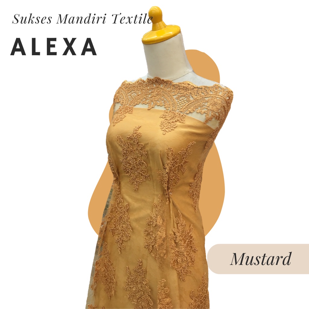 [ALEXA] Brukat Tile Premium Mewah Tile Warna Mustard Kuning Gold | Harga ½ meter = 50 cm (Bahan Dres