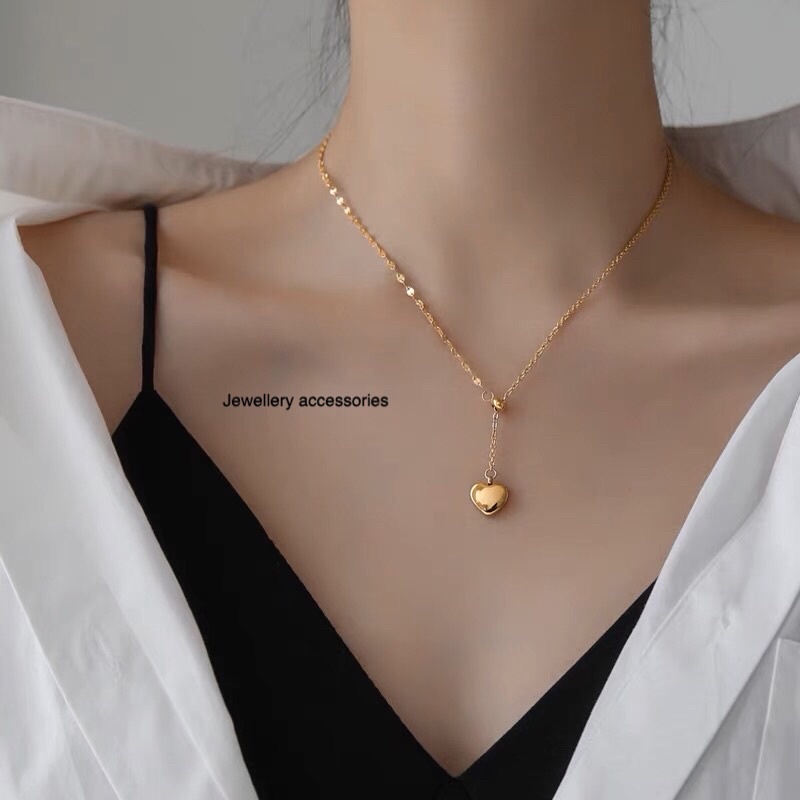 Kalung Titanium Love Serut Premium Trending  Korea Fashion Style