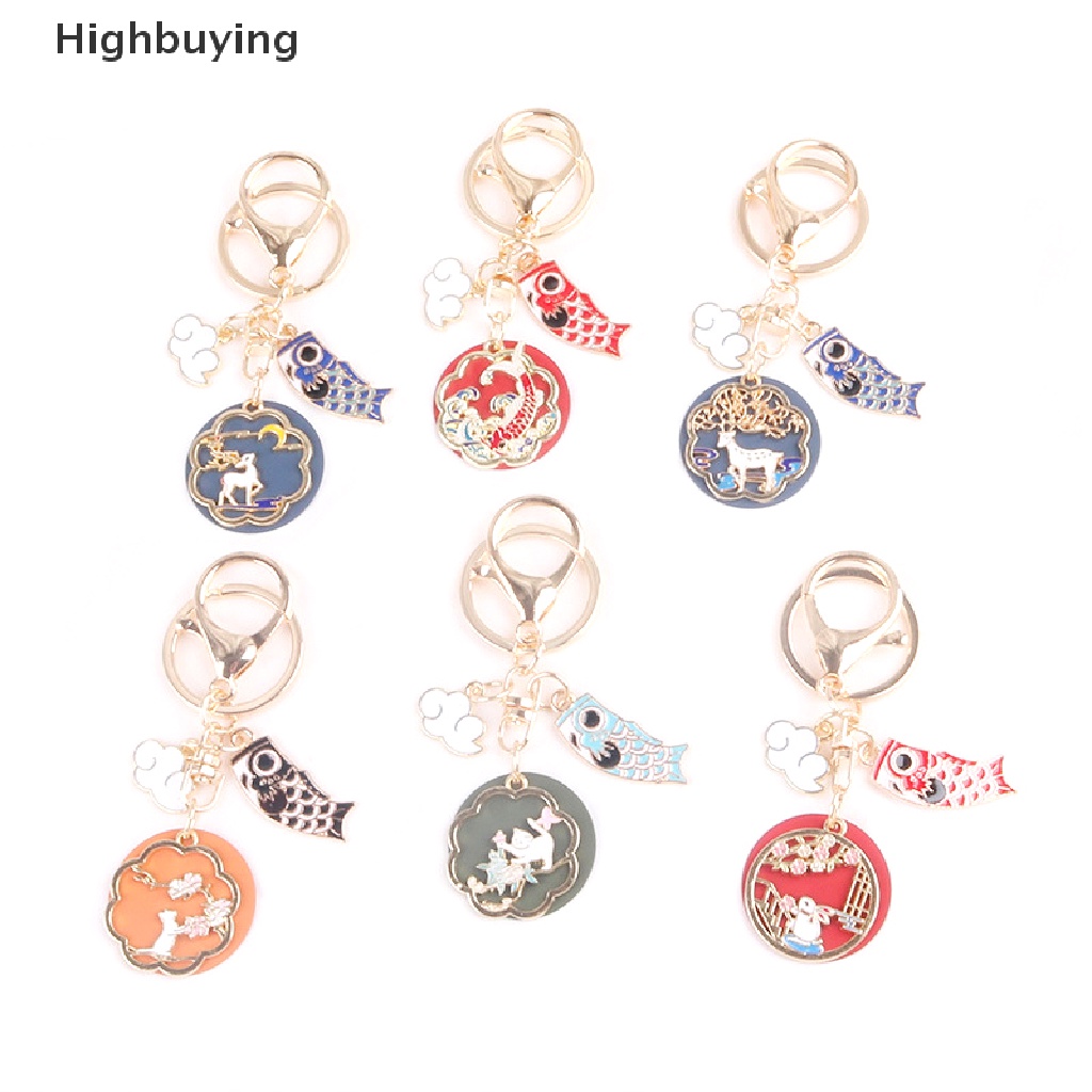 Hbid Gantungan Kunci Kucing Rusa Awan Indah Logam Ikan Keyring Bag Liontin Mobil Keychain Glory