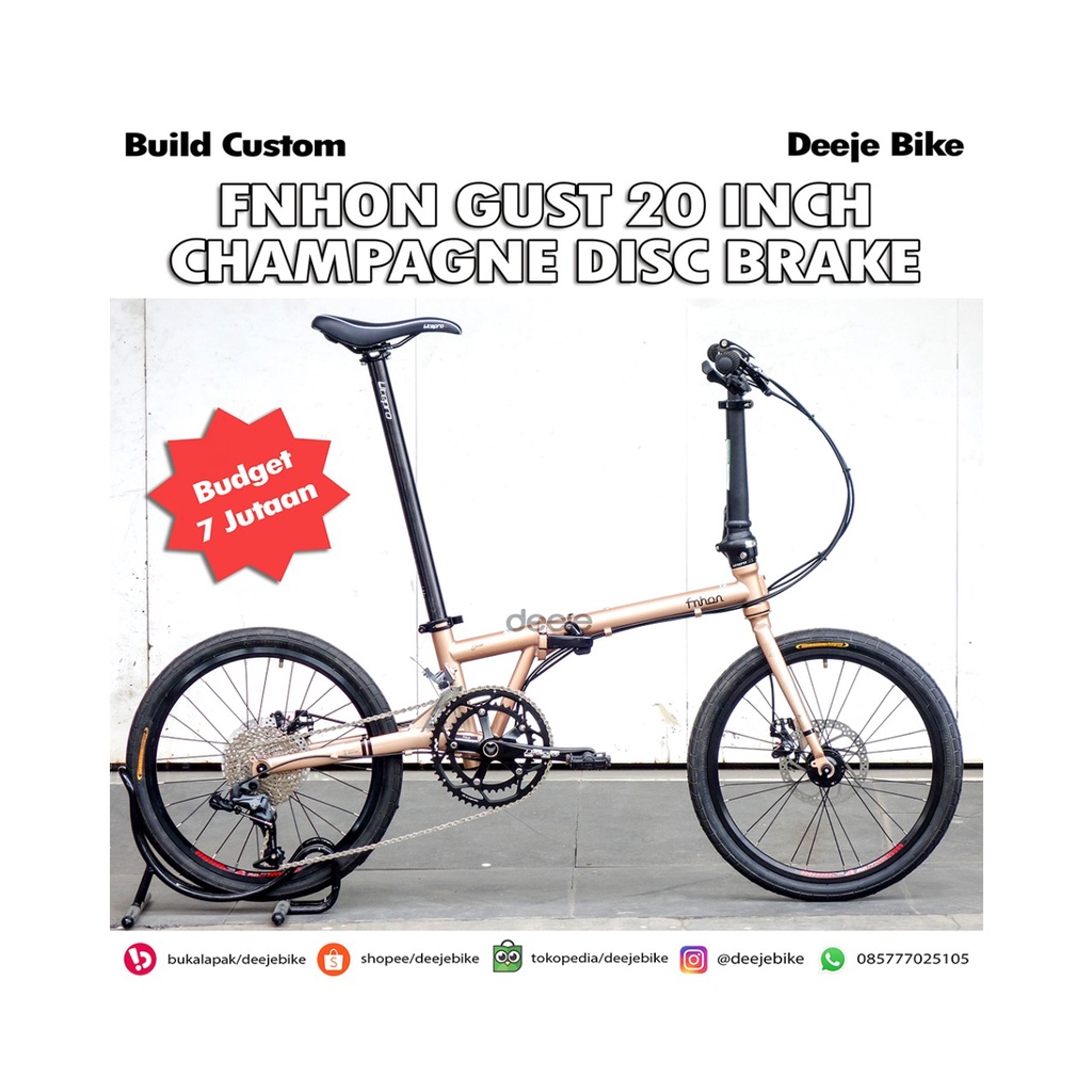 Fnhon Gust Champagne 18 Speed Disc Brake Sepeda Lipat 20 inch Fullbike