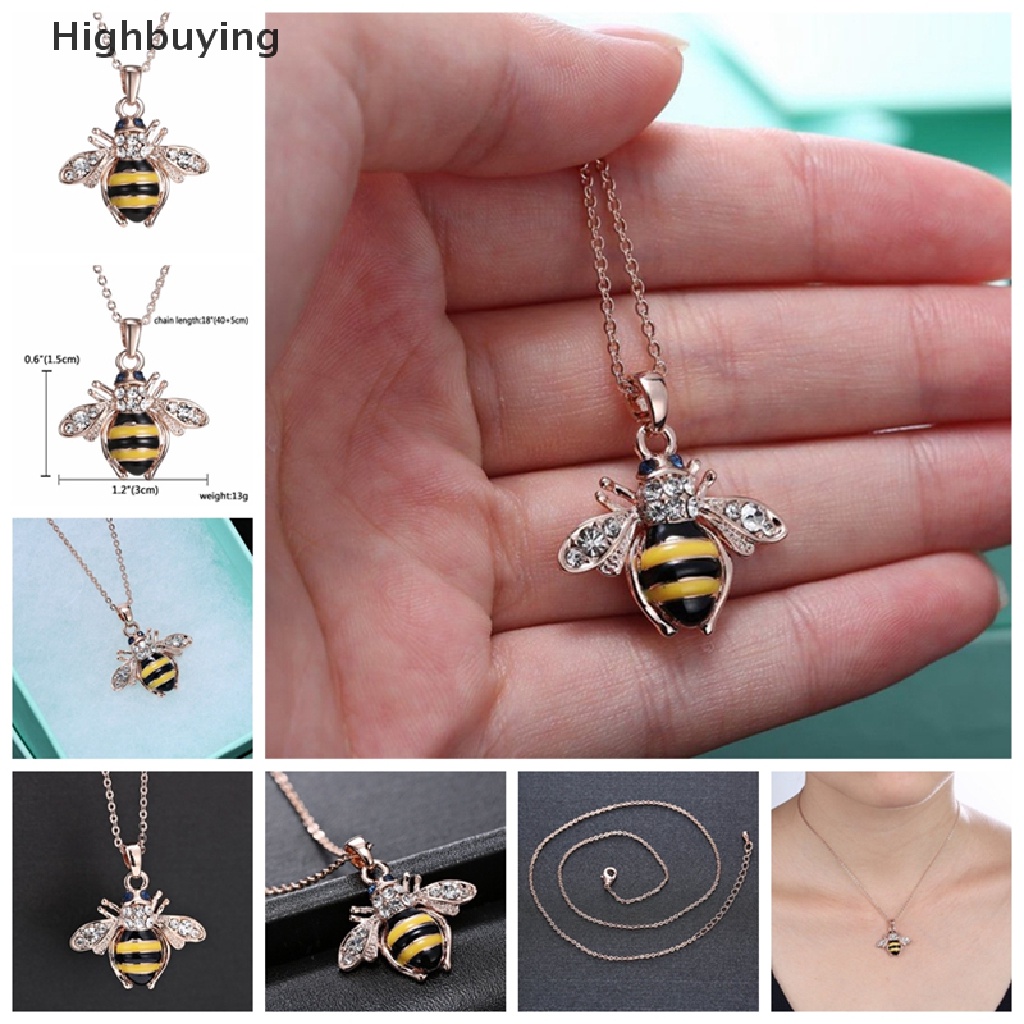 Hbid Chic Lucu Wanita Ladies Honey Bumblebee Lebah Kristal Liontin Rantai Kalung Glory