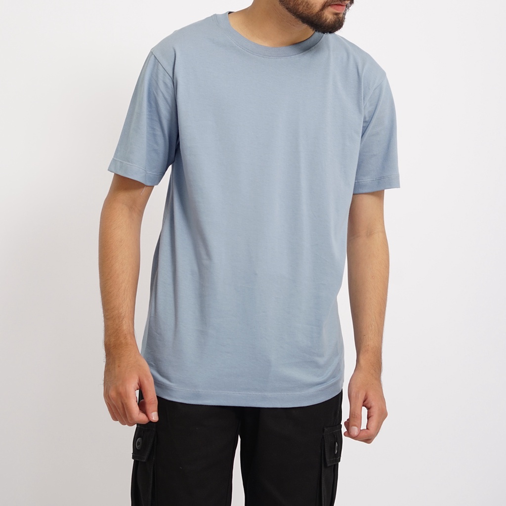 PLAIN Basic T-Shirt - Dusty Blue (Kaos Polos Reguler Cotton 30s)