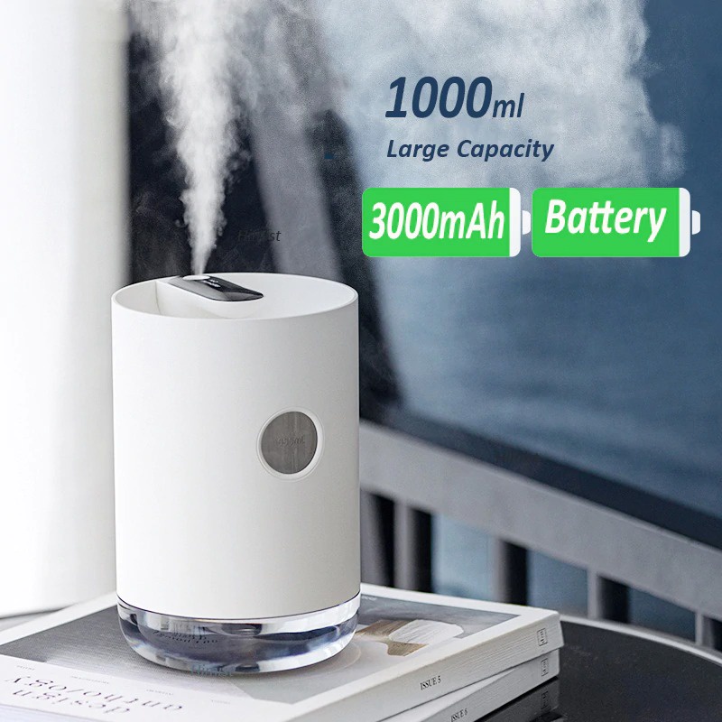 3Life Air Humidifier Portable Pelembap Udara Aromatherapy Oil Diffuser 1000ml - 211 - White