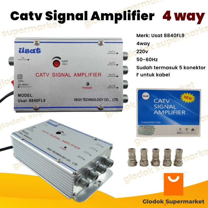 Catv Signal Amplifier Usat Tv Booster 4 way Penguat Sinyal