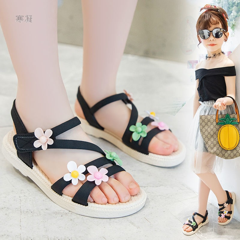 SHOEGALLERY LV0207 Sandal Import Anak Perempuan Motif Tali Zig Zag Bunga