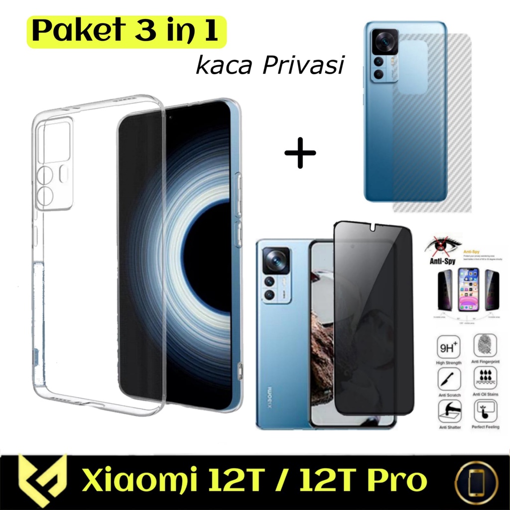 PROMO PAKET 3 IN 1 Case For XIAOMI 12T / XIAOMI 12T PRO SoftCase Clear HD Free Anti Gores Layar &amp; Skin Carbon Anti Gores Jamur Handphone